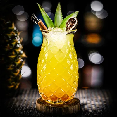 Vintage Design Pineapple Bar Cocktail Glass Creative Embossed Juice and Wine Drinkware Transparent Bartending Glass