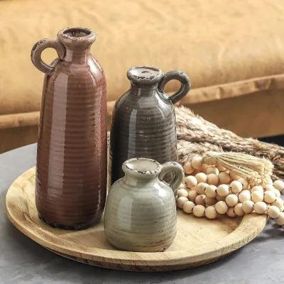 Modern Crack-glazed Matt Chinese-style Dried Flower Ceramic Vase Flower Arrangement Suitable for Living Room Entrance Decoration