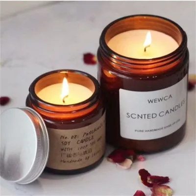 100ml250ml 4oz 8oz amber glass candle jars with lids