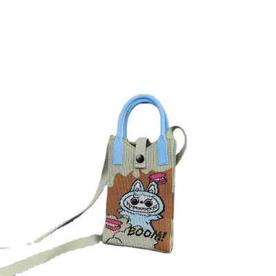 HY2 New Labubu Shoulder Bag, Cute Labubu Knitted Phone Bag, Versatile Crossbody Bag, Coin Purse