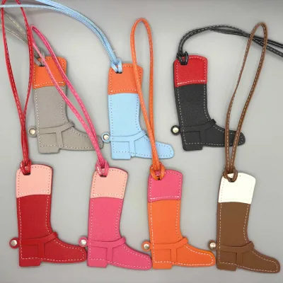 Creative Boot Shaped Leather Keychain Color Block Bag Charm Handbag Ornament for Fashion Lovers,Cute Shoe Shaped Keychain
