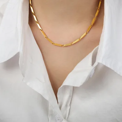 Wholesale Waterproof Melon Seed Chain Mix Color Choker Necklace Non Tarnish Stainless Steel Gold Plated Necklace Jewelry