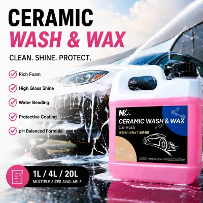 Foam up Brilliance Shine Bright Slide Smooth 2-in-1 Wash & Wax with Added Hydrophobic Shine Ceramic Coating Car Wash Shampoo