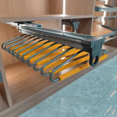 RMS Modern Multi-Functional Storage Top-Mounted V-Shape Pants Rack Soft-Closing Wardrobe Accessories for Bathrooms