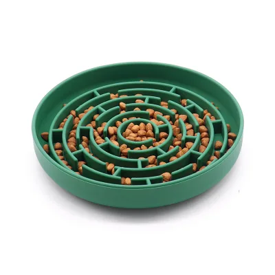 Pet Dog Product Food Bowl Modern Style Portable Silicone Slow Feeder for Dogs & Cats Solid Pattern with Suction Cup Mat