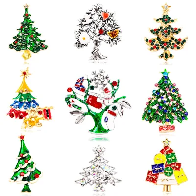 New Arriving Crystal Diamond Brooches Christmas Tree Brooches Family Party Jewelry Christmas Gifts Pin Clothing Decoration