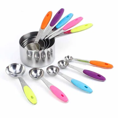 10 Pcs Home Kitchen Cooking Stainless Steel Measuring Cups and Spoons Set