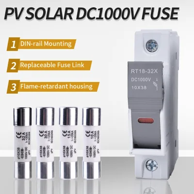 PV Solar DC 1000V Fuse with Fuse Holder Box DIN Rail Mount 1P 2P 3P 4P 10A 16A 20A 25A 30A 32A Combiner Box