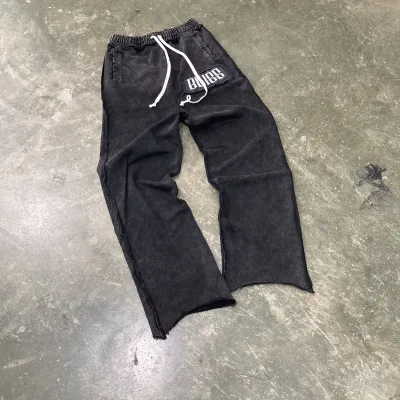 Black Wide Pants Custom High Quality Hip Hop Vintage Sweatpants Loose Straight Leg Men Jogging Pants Straight Leg Men