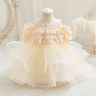 New Style Children's Beach Princess Dress Birthday Party Gown Soft Tulle Puffy Skirt Flower Girl Hostess