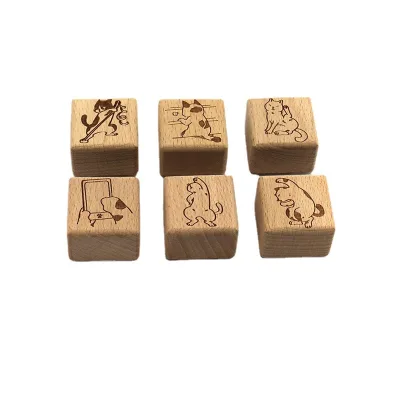 Cute Block Printing Wooden Stamps Custom Logo Wood Stamps for Kids