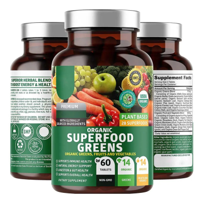 Organic Super Food Green Capsule-Healthy Intestinal Digestion Vegetarian Energy Immune Support Food Grade Powder Wild
