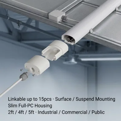 Waterproof LED Tri-Proof Light Microwave Sensor 5.8GHz Linkable 15pcs IP65 IK08 PC Housing Flicker Free Energy Saving Warehouse
