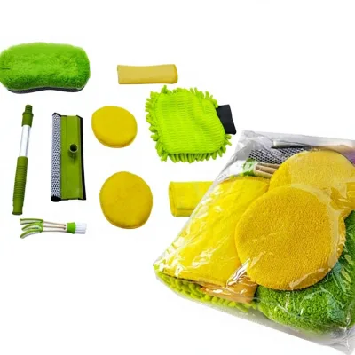9-Piece Portable Microfiber Car Wash Kit Complete Auto Cleaning Tools for Interior Exterior Detailing
