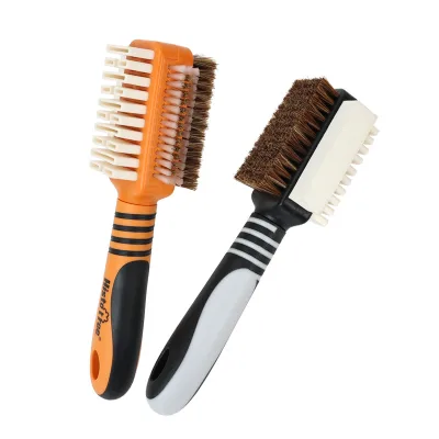 Multifunctional Plastic Handle Horse Hair Wholesale Shoe Brush for Sports Shoes Canvas Suede Velvet Cleaning with Copper Wire