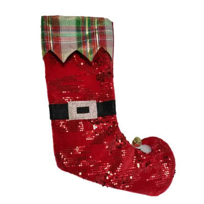 Shiny Christmas Red Stocking Hanging Decoration Shinny Xmas Holiday Supplies