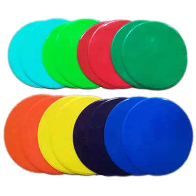 Ground Flat Cones PVC Spot Markers 10 Inch Diameter Multi-color Custom Logo for Sports Drills and Training