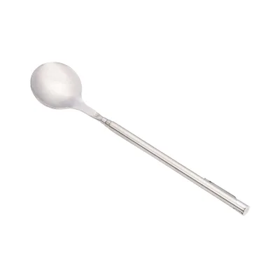 Factory Direct Custom Logo Silver Stainless Steel Telescopic Soup Spoons Small Kitchen Accessories for Coffee Tea Metal Material
