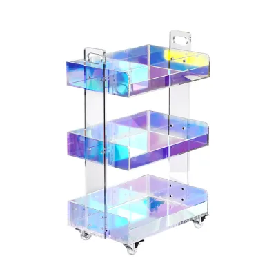 Modern Acrylic Rolling Bar Cart End Table Foldable Functional Design Home Kitchen Wardrobe Bathroom Stainless Steel-for Food Use