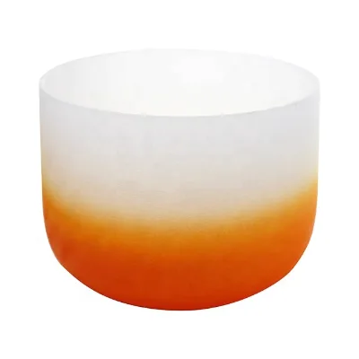 Best Quartz Manufacturer Factory Directly Sale Orange Quartz Bowl 7 Chakra Rainbow Frosted Crystal Singing Bowls Sounds