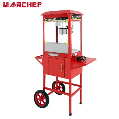 Good Quality CE Free Standing Electric Popcorn Cart Commercial Stainless Steel Automatic Sweet Industrial Popcorn Machine