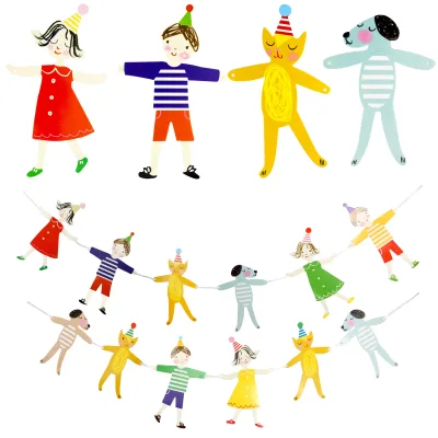 61 Children's Day Hand in Hand Pulling Flag Banner Party Decoration for Boys and Girls Featuring Number Shape