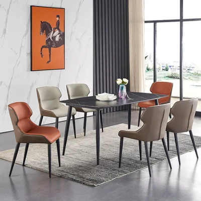 Modern home dining furniture set fabric leather restaurant dining chair