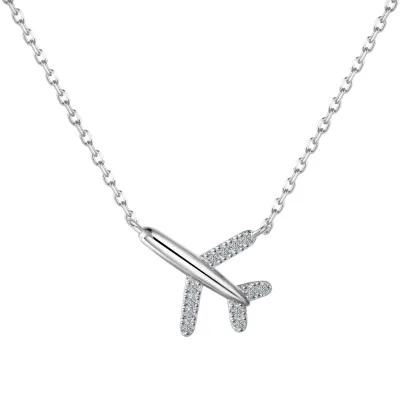 Dylam Unique Tiny Charm Jewelry 925 Sterling Silver Link Chain D VVS1 Moissanite Stone Airplane Pendant Necklace Necklaces