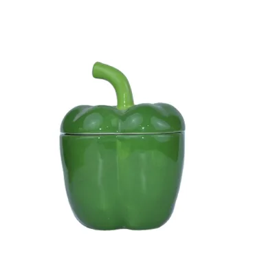 Custom Logo Ceramic Pepper Shaped Cookie Jar Perfect for Storing Cookies Coffee Beans or Any Snacks with Cute and Unique Design