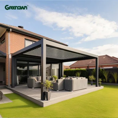 Automatic Roof System Gazebo Aluminum Louver Roof Retractable Pergola Canvas with Curtain