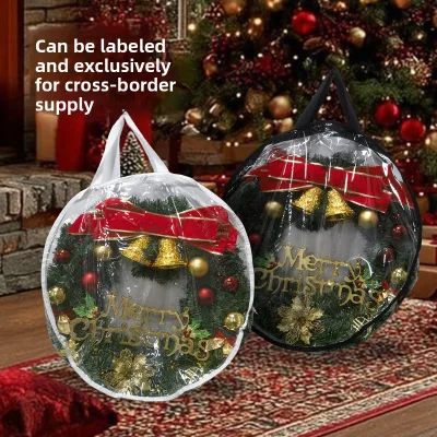 Cross-border E-commerce OEM Brand Made China Christmas Decorations Waterproof PVC Christmas Wreath Storage Bag PE-PVC Christmas