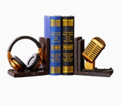 Creative Resin Craft Home Gift Headphone Microphone Shape Bookend Home Storage Tools Bookend
