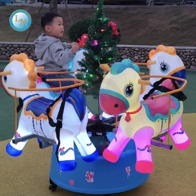 4 P Carousel Fiberglass Model Transfer Horse Coin Game Machine Arcade Children's Equipment Amusement Park