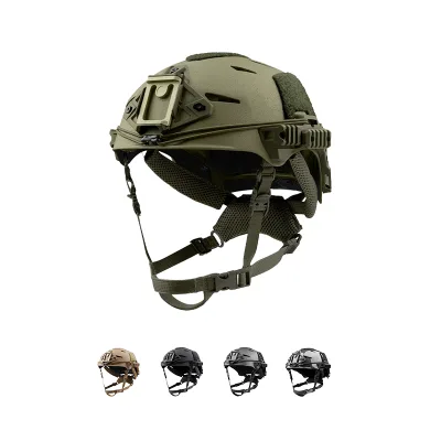 Polished Carbon Fiber Comm Rail Helmet for Summer Hiking 4-Point Suspension & Vent Holes and NVG Mount Compatible Riding Helmet