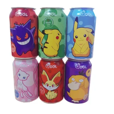 Popular Soft Drink White Peach Flavor Pikachu Sparkling Water 330ml Cans Drinks Carbonated Drinks