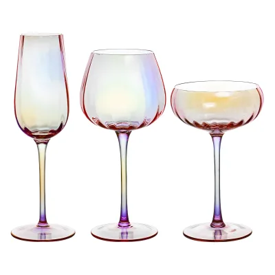 Custom Colorful Electroplated Reusable Champagne Wine Glass Creative Beverage Cocktail Glass for Wedding Parties