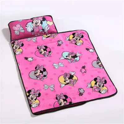 Lightweight Kids Nap Mat Removable Pillow Mattress Customizable Cartoon Animal Pattern Pre-school Use Polyester Fiber Pearl Wool