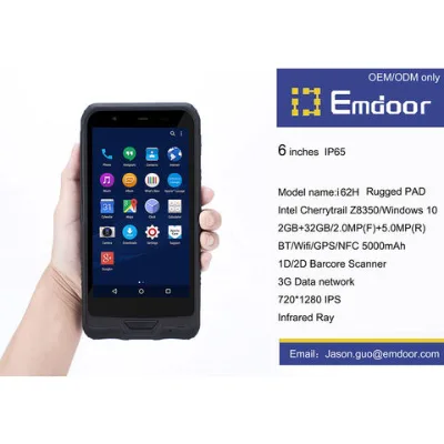 Manufacturer Rugged handheld 6-inch IP65 NFC 2D barcode scanner 4G data Intel Windows 10 OS
