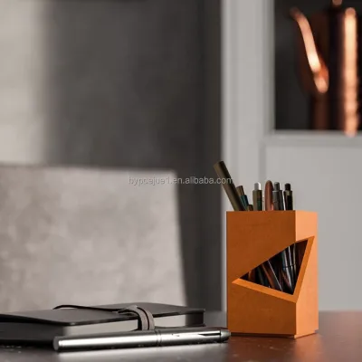 Wholesale Geometric Hollow Concrete Pen Holder Factory Direct Supply Custom Logo Office Desktop Stationery Sculpture Decor