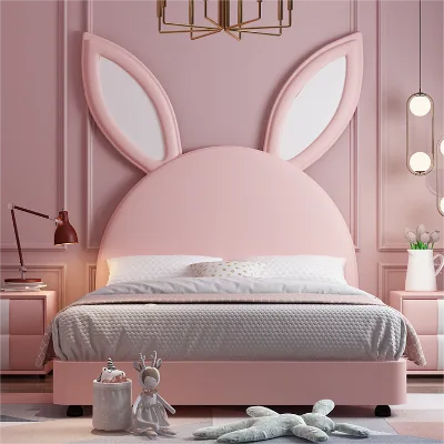 Modern Simple 1.5 M Single Bed for Girls Kid's Princess Bed with Soft Wooden Frame