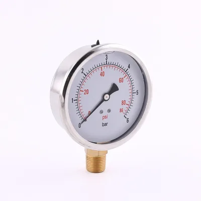 Nine Continents YN63ZC 63mm Stainless Steel Pressure Gauge with Copper Joint 0~6bar/psi Range 1-Year Warranty
