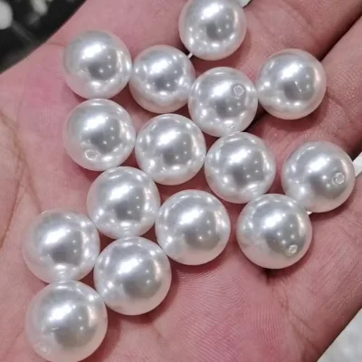 Wholesale High Quality 3-16mm Glass Half Hole White Round Pearl Beads for Jewelry Making