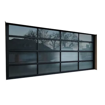 2025 Newest High End Garage Door 16x7 for Luxury House Black Aluminum Frame Garage With Wall Mount Garage Door Opener
