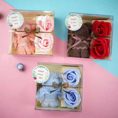 Wholesale Festival Gift Towel Bear Gift Wedding Favors Eternal Flower Gift Soap Roses Flowers Bouquet Birthday Party Favors