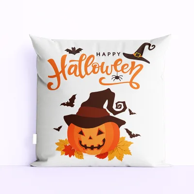 Customized Printed Logo Halloween Design Embroidered Material Cushion Pillows Cover for Home