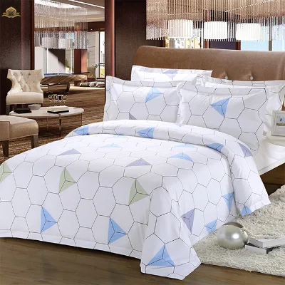 Luxury White Striped Bedspread Set European-American Style 300TC Organic Cotton Bedding Cover Sheet Pillowcase
