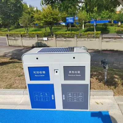 Solar Powered Intelligent Trash Compactor Bin with Built-in Camera and Laser Sensor  Solar Waste Bin for Waste Volume Reduction