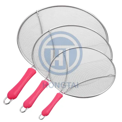 Durable Stainless Steel and Plastic Grease Splash Guard for Frying Pans; Dishwasher Safe