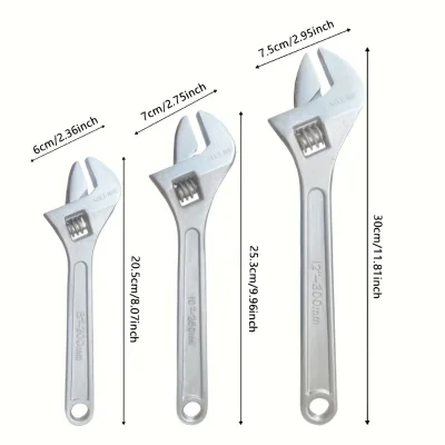 Customizable 8\" Drop Forged Carbon Steel Adjustable Wrench Hand Tools with Natural Finish for DIY Projects and OEM Available