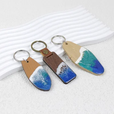2025 Luxury Blank Keychain Accessories Portable Multi Color Wooden Keychain Set